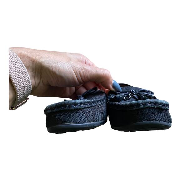 COACH Signature C Loafers Black Leather Driving Moccasin Women's 6.5 B Classic - Picture 8 of 16